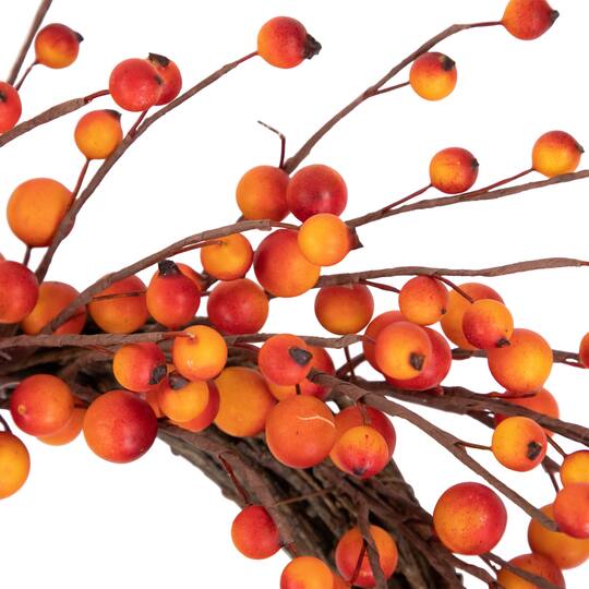 14" Unlit Autumn Harvest Artificial Orange & Red Berry Wreath